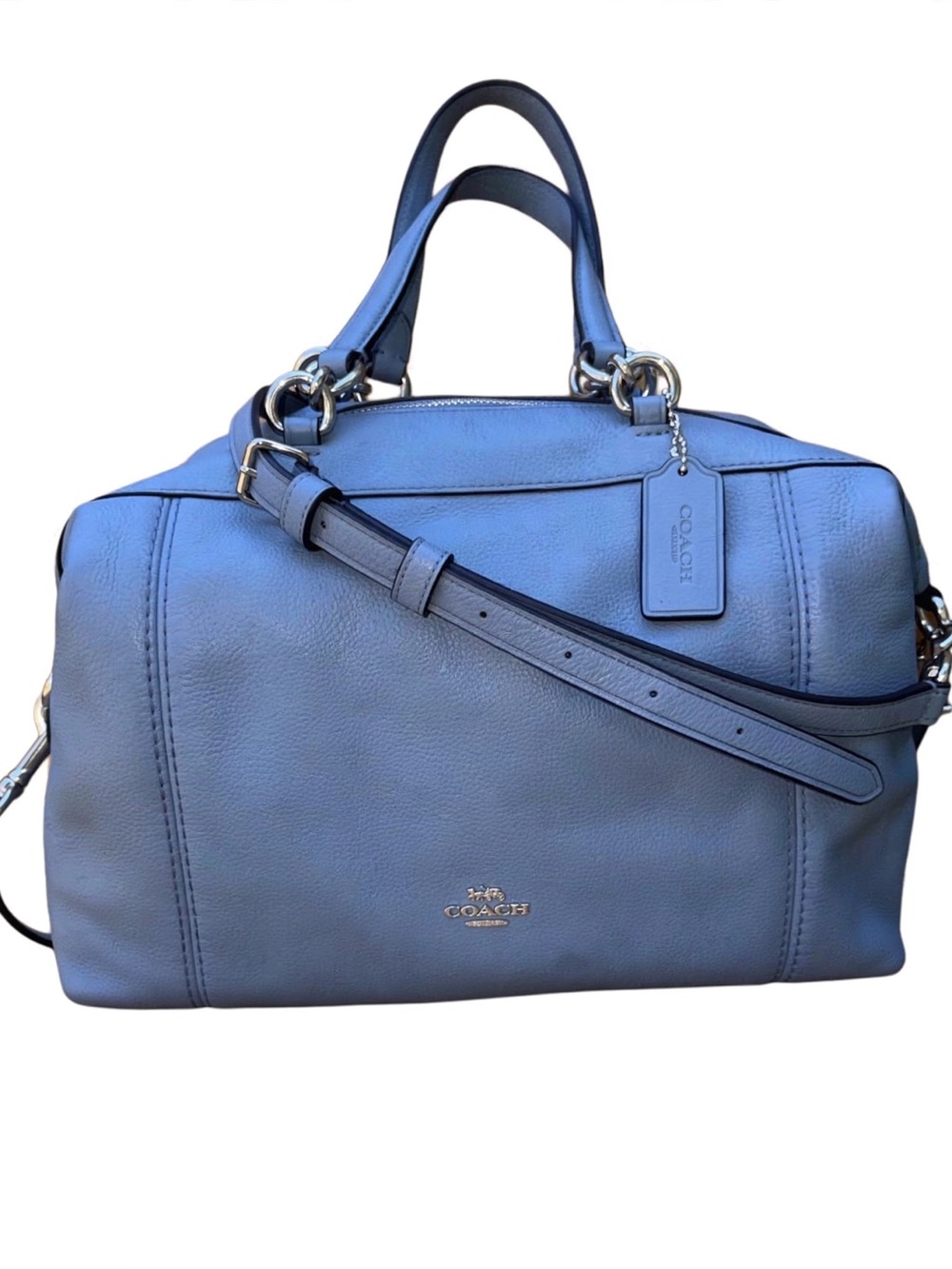 Coach Lenox Pebble Leather Satchel F59325 Granite Blue